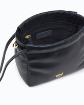 Shoulder bucket bag in nappa leather with two straps - Black | Pinko