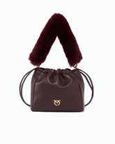 Shoulder bucket bag in nappa leather with two straps - Dark Red | Pinko