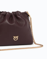 Shoulder bucket bag in nappa leather with two straps - Dark Red | Pinko