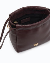 Shoulder bucket bag in nappa leather with two straps - Dark Red | Pinko