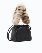 Shoulder bucket bag in nappa leather with two straps - Multicolor Black-Brown | Pinko
