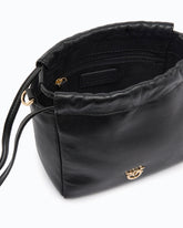 Shoulder bucket bag in nappa leather with two straps - Multicolor Black-Brown | Pinko