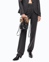 Shoulder bucket bag in nappa leather with two straps - Multicolor Black-Brown | Pinko