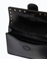 Love Pocket card holder in leather with chain shoulder strap - Black | Pinko