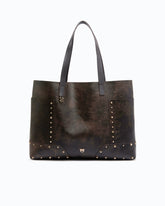 Shopper bag in cloud leather with patches and studs - Dark Red | Pinko