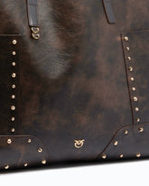 Shopper bag in cloud leather with patches and studs - Dark Red | Pinko