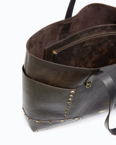 Shopper bag in cloud leather with patches and studs - Dark Red | Pinko