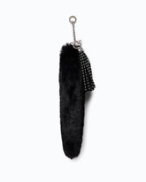 Faux fur pendant charm keyring with studs - Black | Pinko