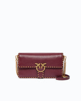Medium Love One Slouchy crossbody bag in leather with studs - Pink | Pinko