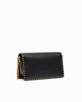 Medium Love One Slouchy crossbody bag in leather with studs - Black | Pinko