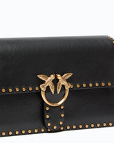 Medium Love One Slouchy crossbody bag in leather with studs - Black | Pinko