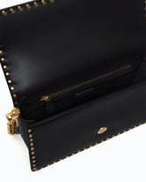 Medium Love One Slouchy crossbody bag in leather with studs - Black | Pinko