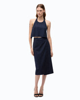 Fully rhinestoned calf-length wrap skirt -  | Pinko