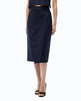 Fully rhinestoned calf-length wrap skirt -  | Pinko