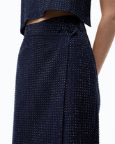 Fully rhinestoned calf-length wrap skirt -  | Pinko