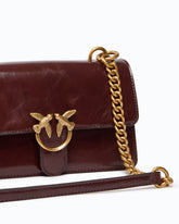 Mini Love Bag One Light crossbody bag in glossy leather with two straps - Dark Red | Pinko
