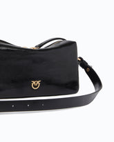 Mini Boston bag in glossy leather with two straps - Multicolor Black-White-Brown | Pinko