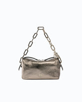 Mini Boston bag in laminated nappa leather with two straps - Light Grey | Pinko