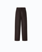 Straight-fit nubuck leather-effect trousers - Brown | Pinko