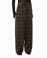 Barrel-Fit-Hose mit Mikro-Hahnentrittmuster - Multicolor Braun-Schwarz | Pinko