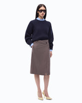 Calf-length wrap skirt with check pattern - Multicolor Beige-Purple | Pinko