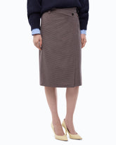 Calf-length wrap skirt with check pattern - Multicolor Beige-Purple | Pinko