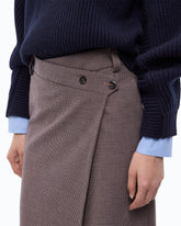 Calf-length wrap skirt with check pattern - Multicolor Beige-Purple | Pinko