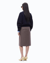 Calf-length wrap skirt with check pattern - Multicolor Beige-Purple | Pinko