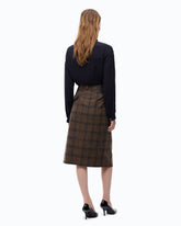 Calf-length wrap skirt with check pattern - Multicolor Brown-Black | Pinko