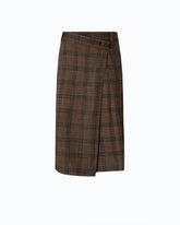 Calf-length wrap skirt with check pattern - Multicolor Brown-Black | Pinko