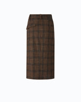 Calf-length wrap skirt with check pattern - Multicolor Brown-Black | Pinko
