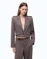 Cropped jacket with micro houndstooth motif -  | Pinko