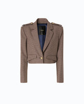 Cropped jacket with micro houndstooth motif -  | Pinko