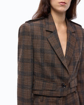 Cropped jacket with micro houndstooth motif - Multicolor Brown-Black | Pinko