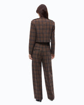 Cropped jacket with micro houndstooth motif - Multicolor Brown-Black | Pinko
