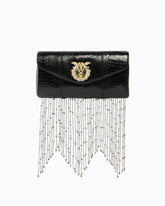 PINKO Galleria Love Bag Clutch small handbag in ayers leather with fringing -  | Pinko