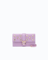 PINKO Galleria Love Bag One Flat medium hand-held clutch in leather and satin with chatons -  | Pinko