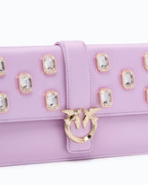 PINKO Galleria Love Bag One Flat medium hand-held clutch in leather and satin with chatons -  | Pinko