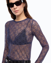 Stretch lace sweater with Love Birds logo motif -  | Pinko