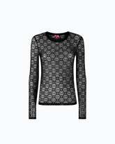 Stretch lace sweater with Love Birds logo motif -  | Pinko