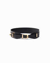 Layered leather belt, 7 cm - Black | Pinko