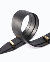 Layered leather belt, 7 cm - Black | Pinko