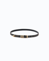 Camouflage suede belt with rhinestones, 1.7 cm - Military Green | Pinko