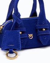 Nano Escape Bag in suede with flower - Dark Blue | Pinko