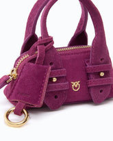 Nano Escape Bag aus Veloursleder mit Blume - Rosa | Pinko