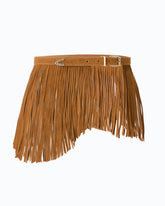 Suede belt with fringing and jewel details, 1.7 cm - Red | Pinko