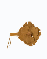 Belt with 15 cm suede flower - Brown | Pinko