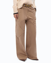 Gabardine cargo trousers with asymmetric pockets - Beige | Pinko