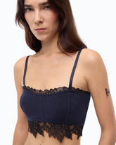 Knit bralette with lace - Dark Blue | Pinko