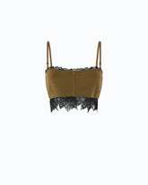 Knit bralette with lace - Green | Pinko